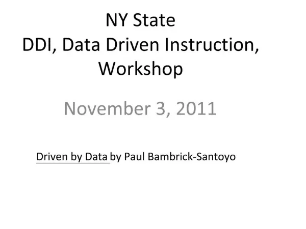 NY State DDI, Data Driven Instruction, Workshop