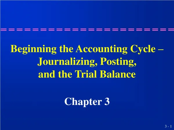 Beginning the Accounting Cycle – Journalizing, Posting, and the Trial Balance