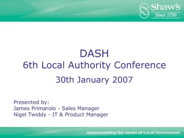 DASH 6th Local Authority Conference