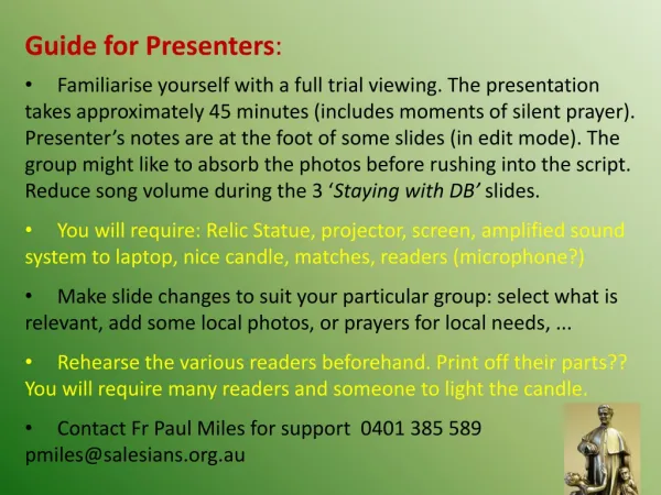 Guide for Presenters :