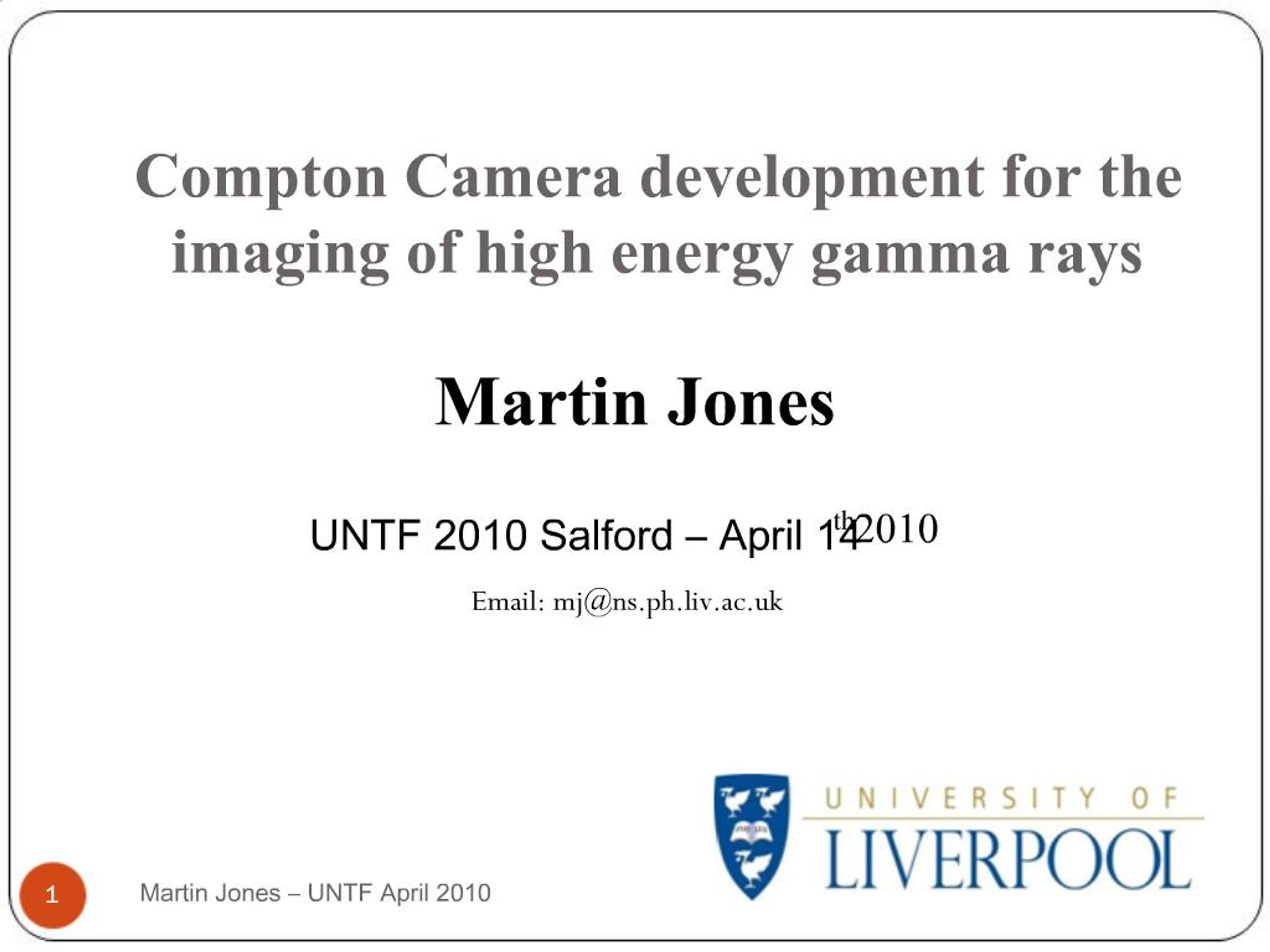 PPT - Compton Camera development for the imaging of high energy gamma ...