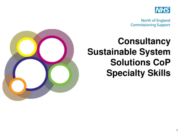 Consultancy Sustainable System Solutions CoP Specialty Skills