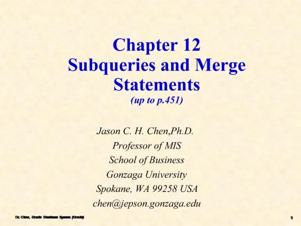 Chapter 12 Subqueries and Merge Statements up to p.451
