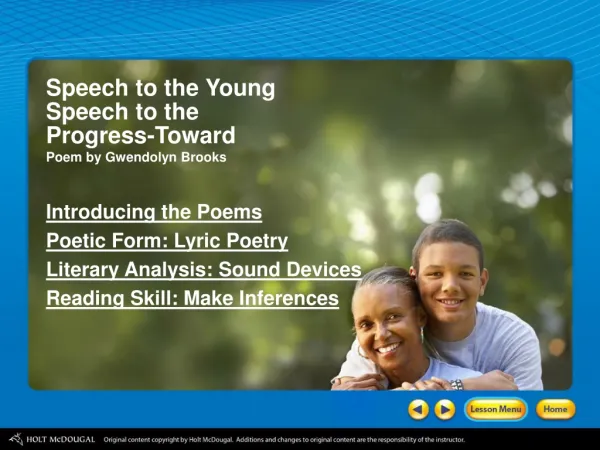Speech to the Young Speech to the Progress-Toward Poem by Gwendolyn Brooks