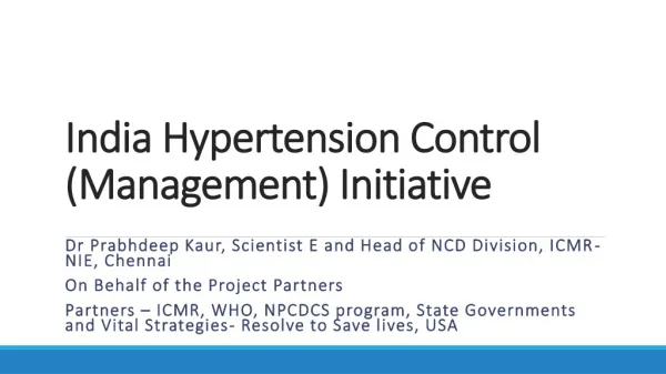 India Hypertension Control (Management) Initiative
