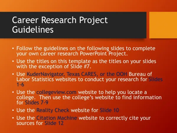 Career Research Project Guidelines