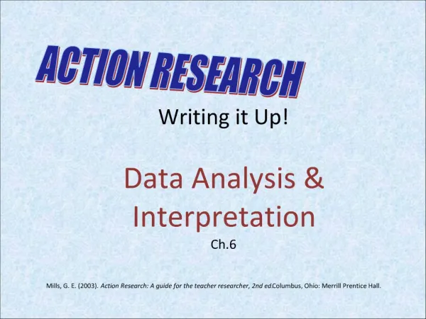 Writing it Up Data Analysis Interpretation Ch.6