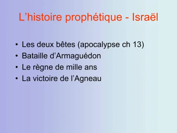 L histoire proph tique - Isra l