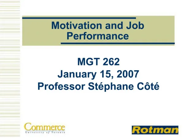Motivation and Job Performance