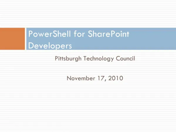 PowerShell for SharePoint Developers