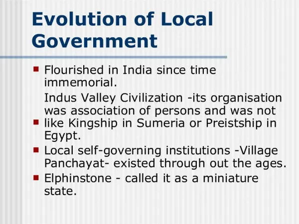 Evolution of Local Government