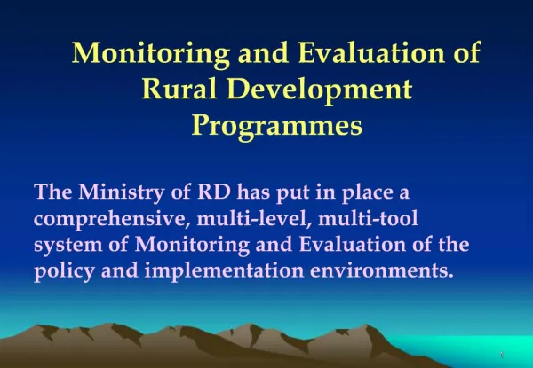 Monitoring and Evaluation of Rural Development Programmes