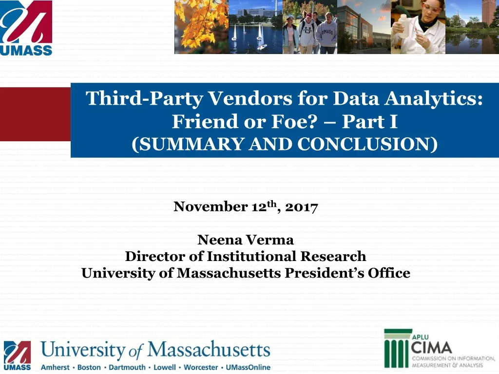 third party vendors for data analytics friend or foe part i summary and conclusion