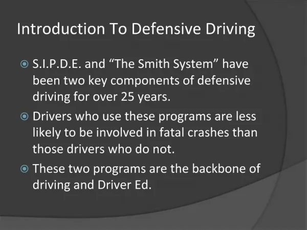 Introduction To Defensive Driving