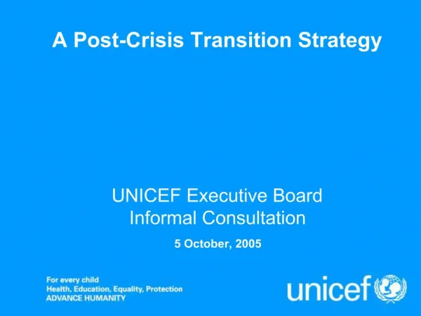 A Post-Crisis Transition Strategy