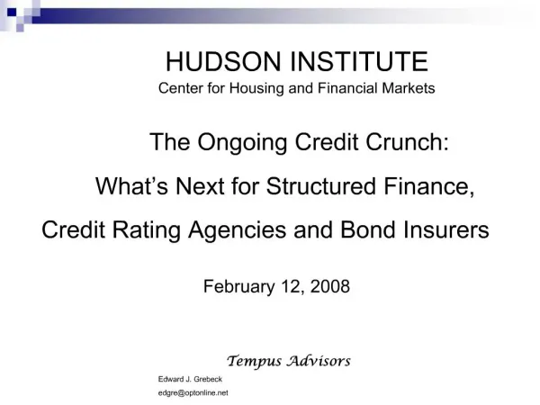 HUDSON INSTITUTE Center for Housing and Financial Markets