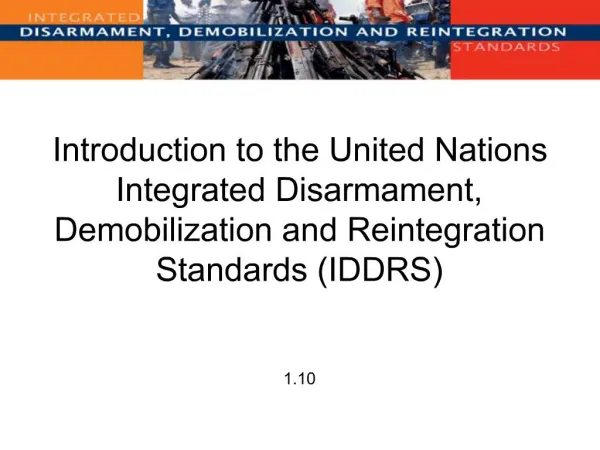 Introduction to the United Nations Integrated Disarmament, Demobilization and Reintegration Standards IDDRS