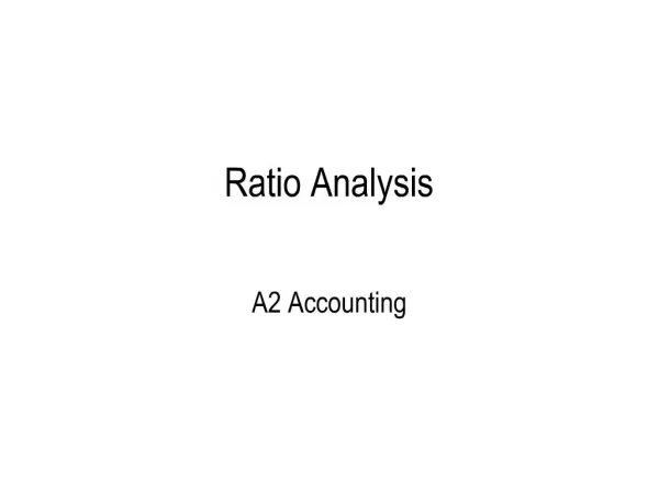 Ratio Analysis