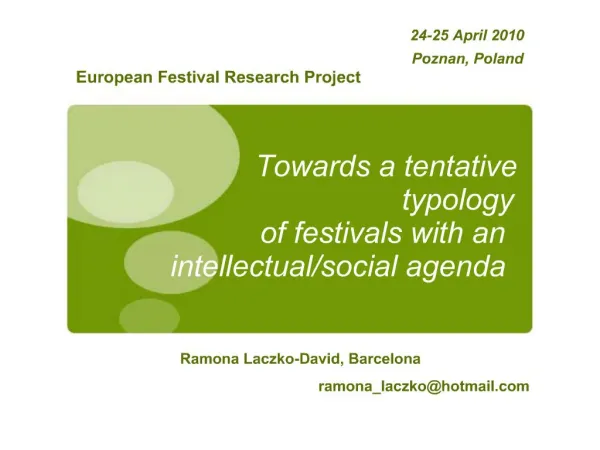Towards a tentative typology of festivals with an intellectual