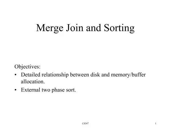 Merge Join and Sorting