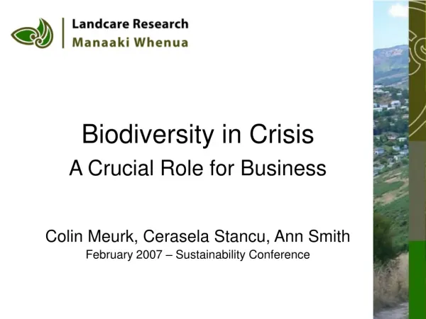 Biodiversity in Crisis
