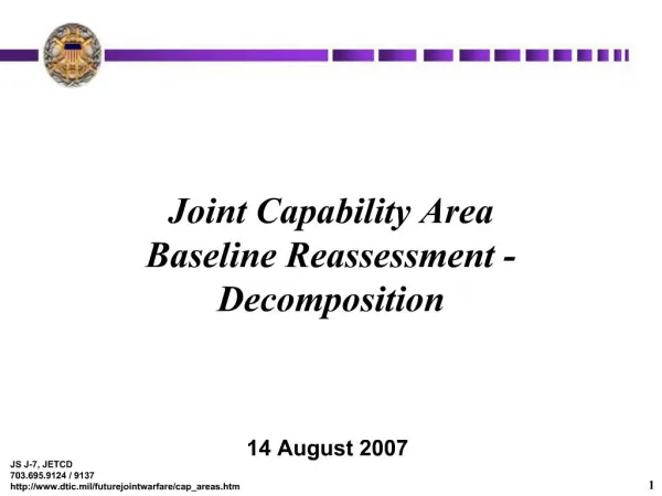 Joint Capability Area Baseline Reassessment - Decomposition