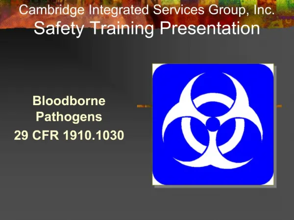 Cambridge Integrated Services Group, Inc. Safety Training Presentation