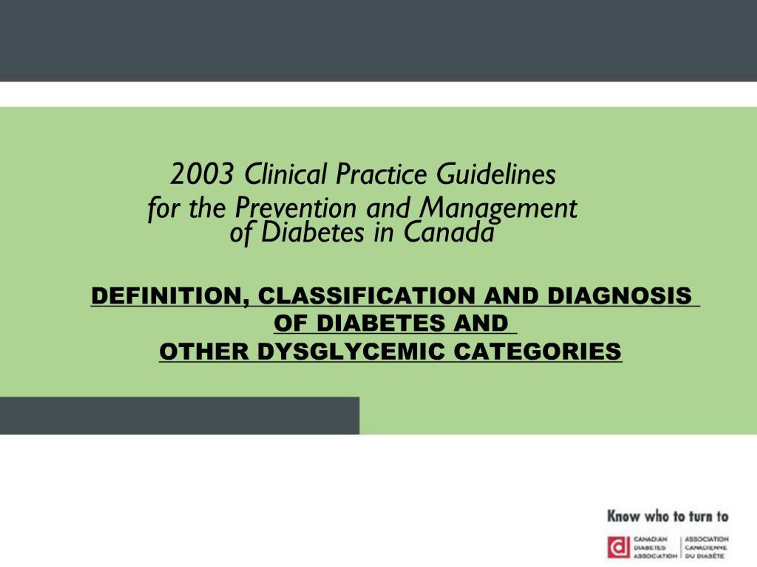PPT - DEFINITION, CLASSIFICATION AND DIAGNOSIS OF DIABETES AND OTHER ...
