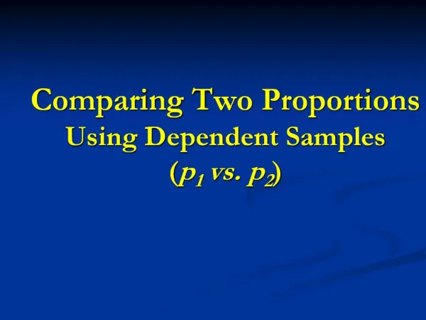 Comparing Two Proportions Using Dependent Samples p1 vs. p2