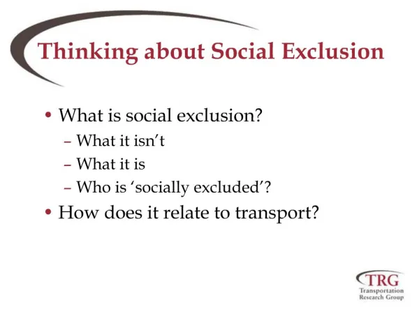 Thinking about Social Exclusion