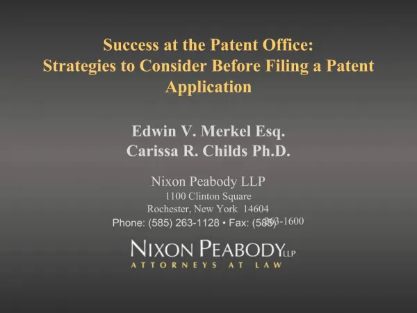 Success at the Patent Office: Strategies to Consider Before Filing a Patent Application