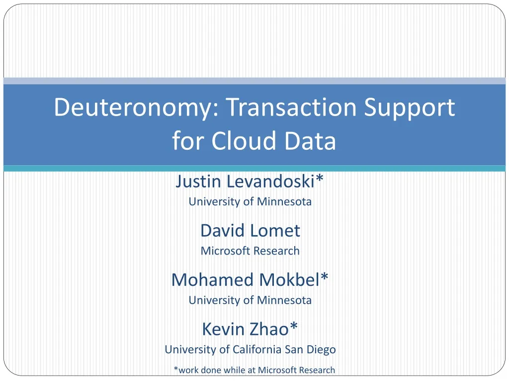 deuteronomy transaction support for cloud data