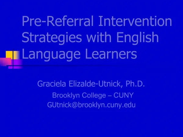 Pre-Referral Intervention Strategies with English Language Learners