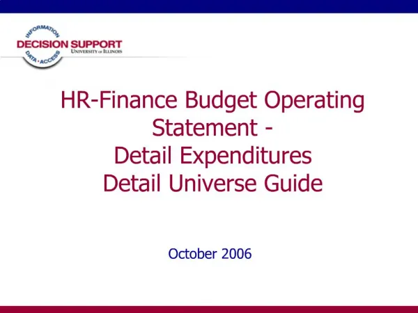 HR-Finance Budget Operating Statement - Detail Expenditures Detail Universe Guide