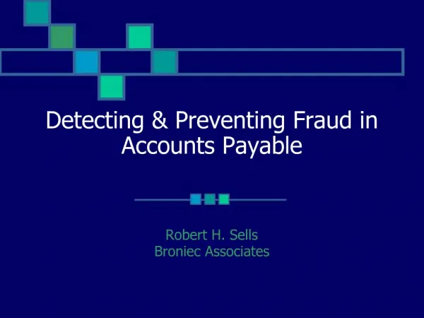 Detecting Preventing Fraud in Accounts Payable