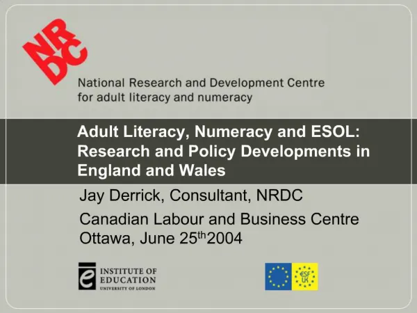 Adult Literacy, Numeracy and ESOL: Research and Policy Developments in England and Wales