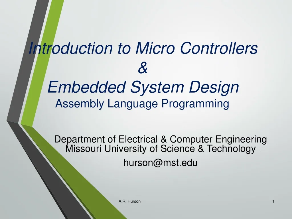 introduction to micro controllers embedded system design assembly language programming