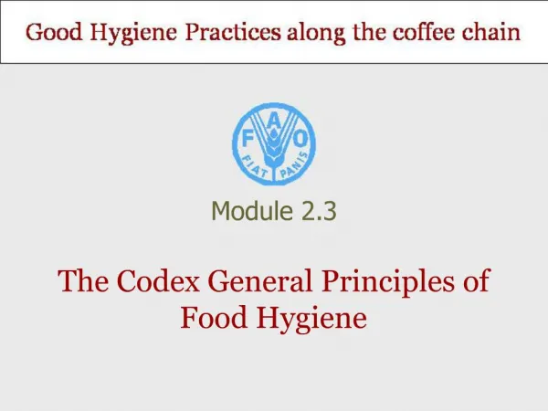 The Codex General Principles of Food Hygiene