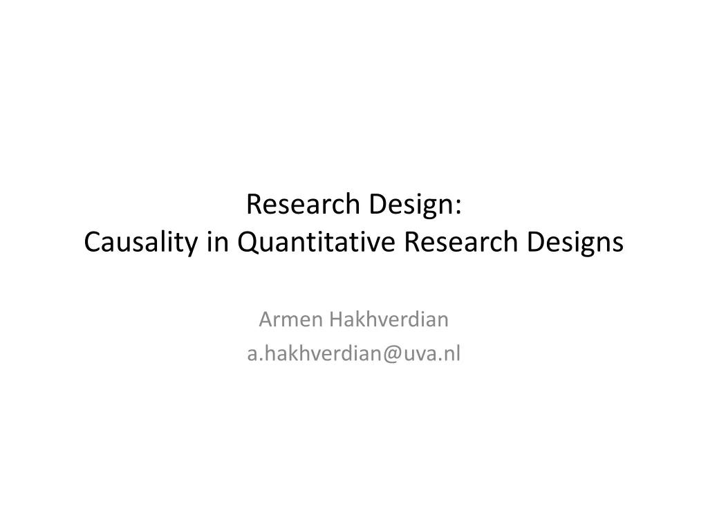 research design causality in quantitative research designs