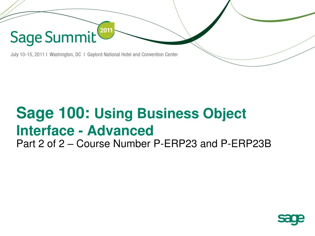 sage 100 using business object interface advanced