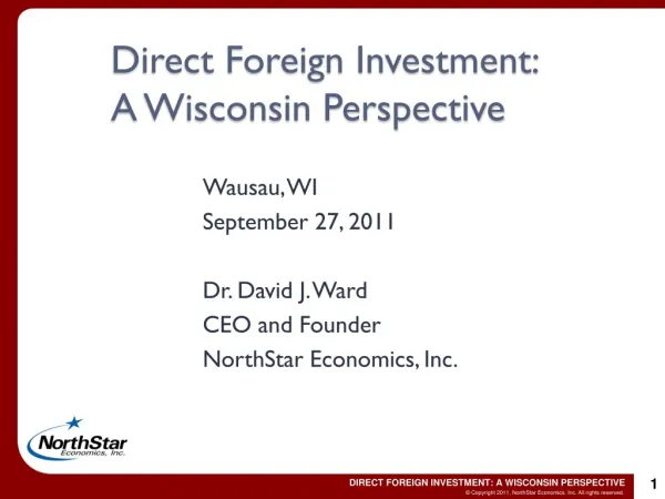 Direct Foreign Investment: A Wisconsin Perspective