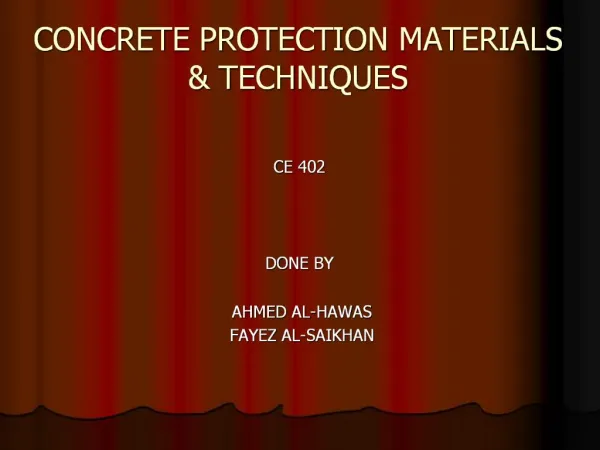 CONCRETE PROTECTION MATERIALS TECHNIQUES