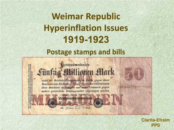 Weimar Republic Hyperinflation Issues 1919-1923