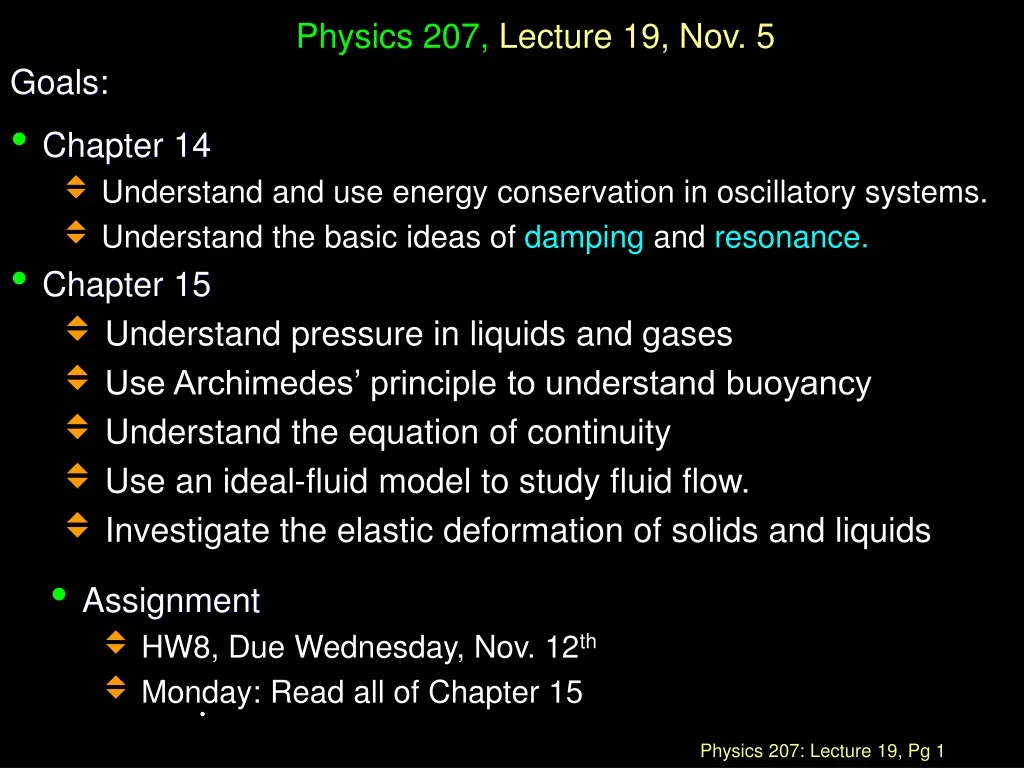 physics 207 lecture 19 nov 5