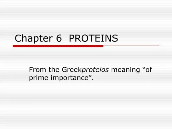 Chapter 6 PROTEINS