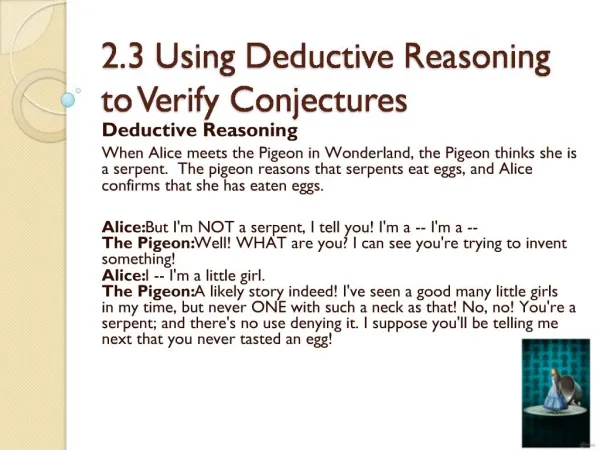2.3 Using Deductive Reasoning to Verify Conjectures