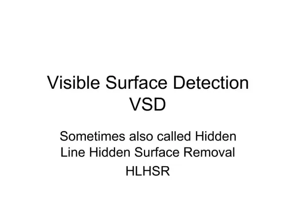 Visible Surface Detection VSD