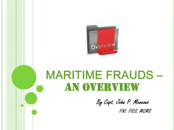 MARITIME FRAUDS AN OVERVIEW