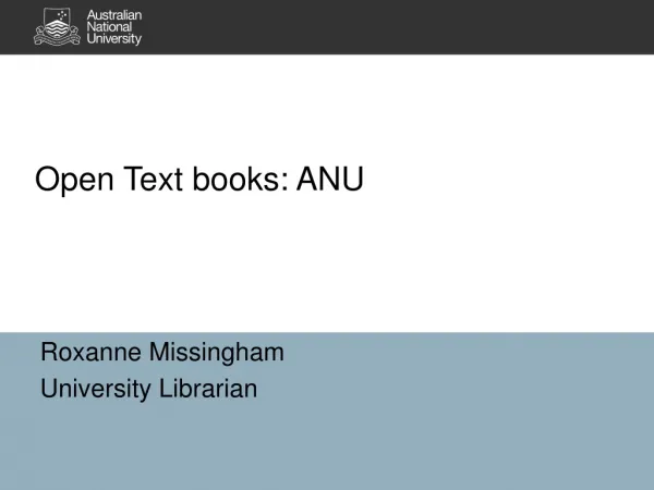 Open Text books: ANU