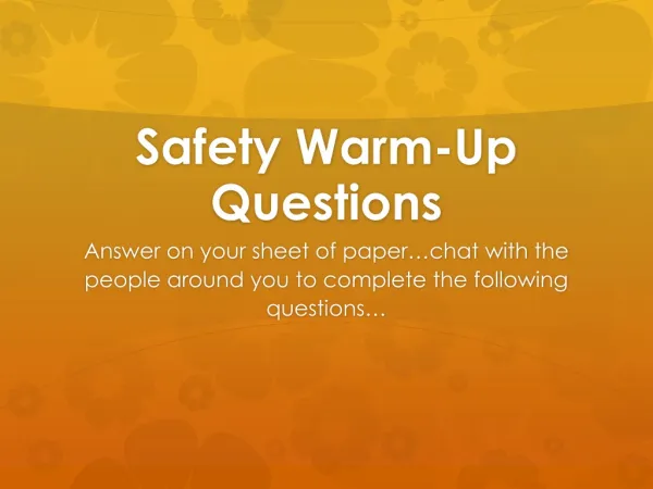 Safety Warm-Up Questions